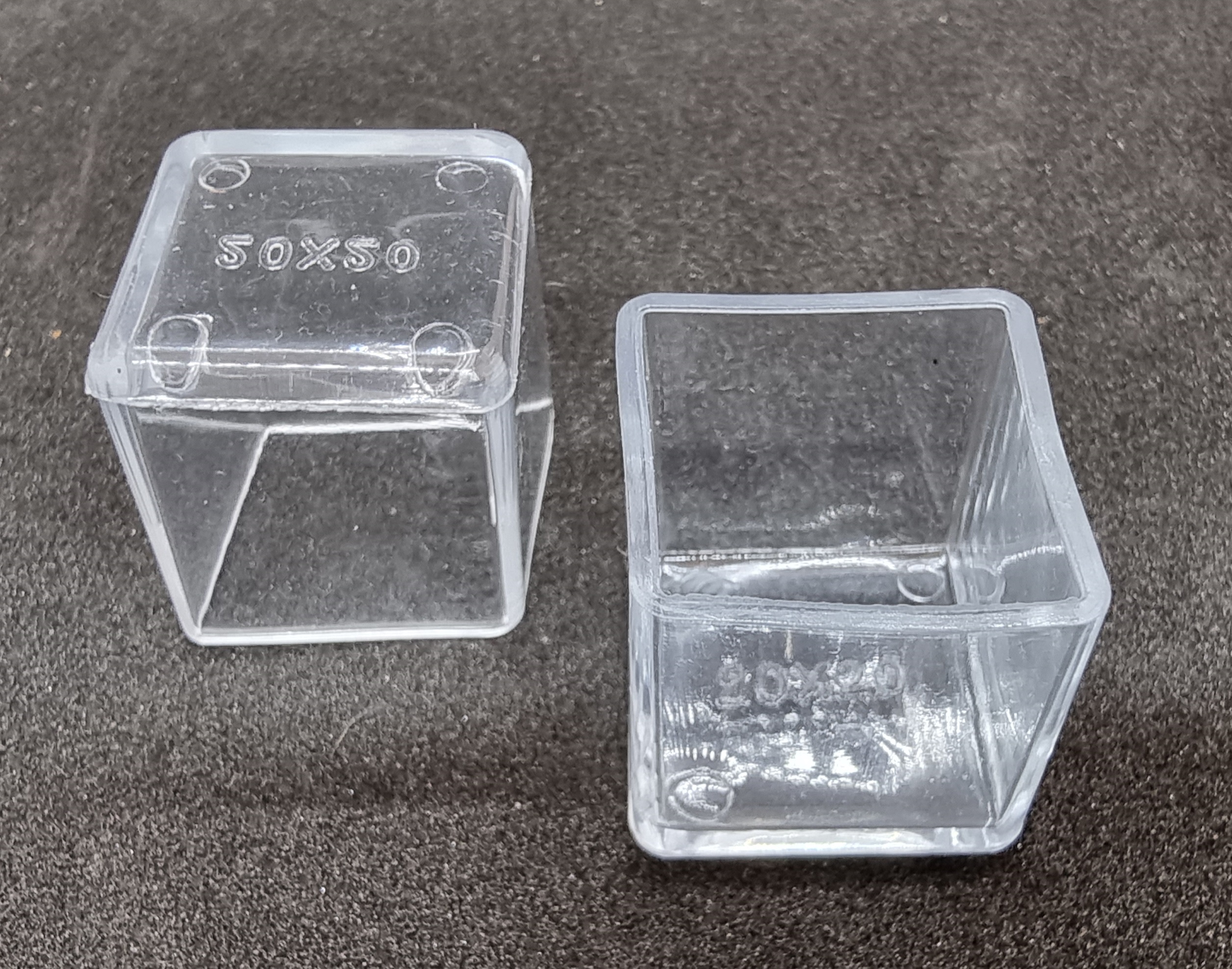 20mm x 20mm square chair tip clear PVC